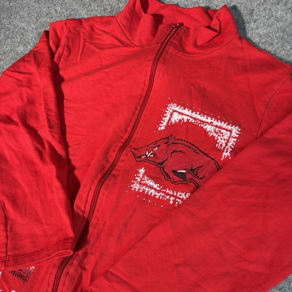 Vintage Arkansas Razorbacks Jacket‎ Women's Large Red P Michael Made In USA NCAA